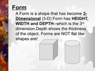 Shape Form Definition ELEMENTS OF ARTS PRINCIPES OF DESIGN ARTS AND | PPTX