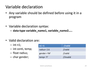 Unit 2. Elements of C | PPTX