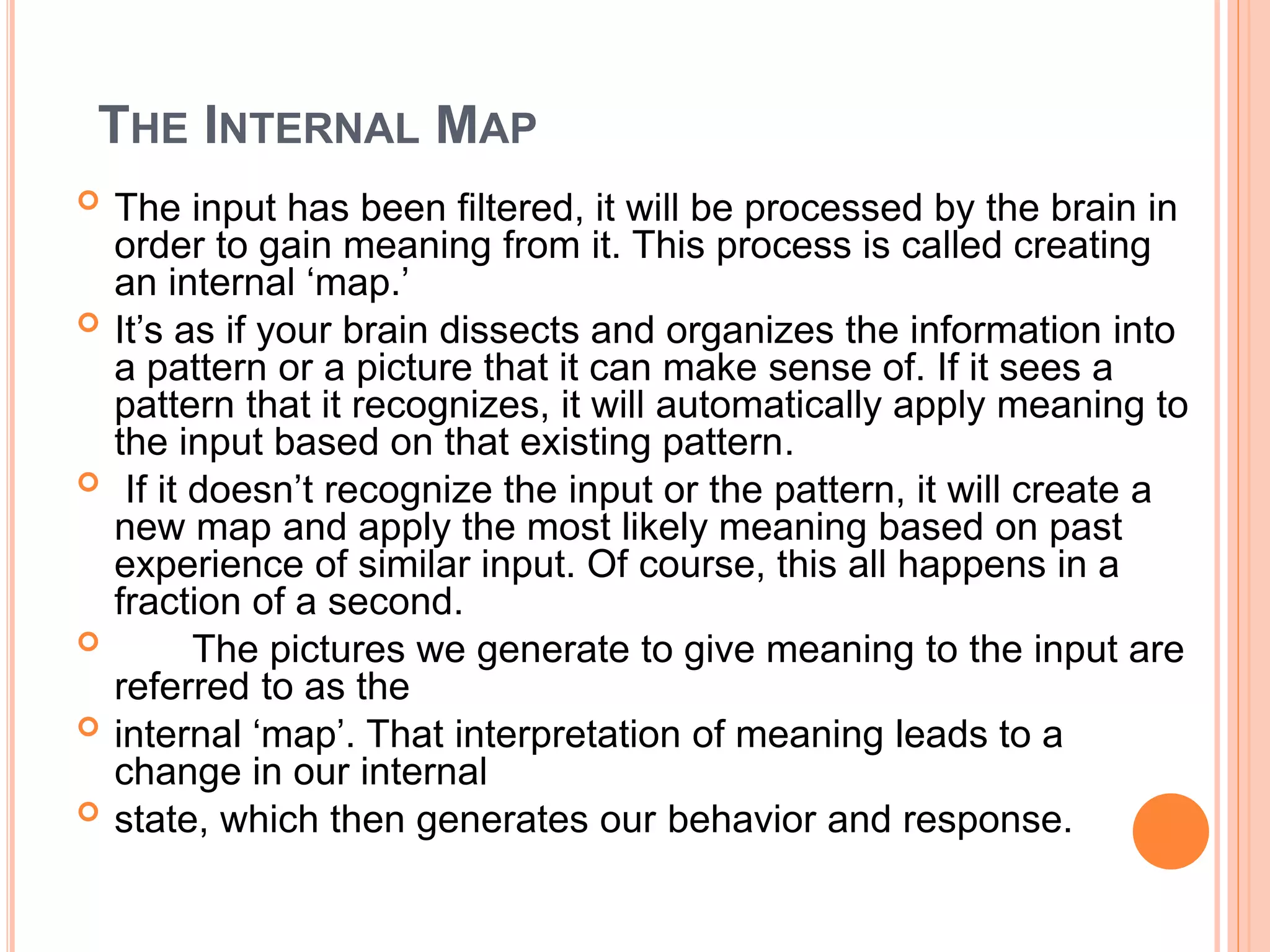 Internal Map Model Elements of com, internal map, verbal clues, representation, internal ...