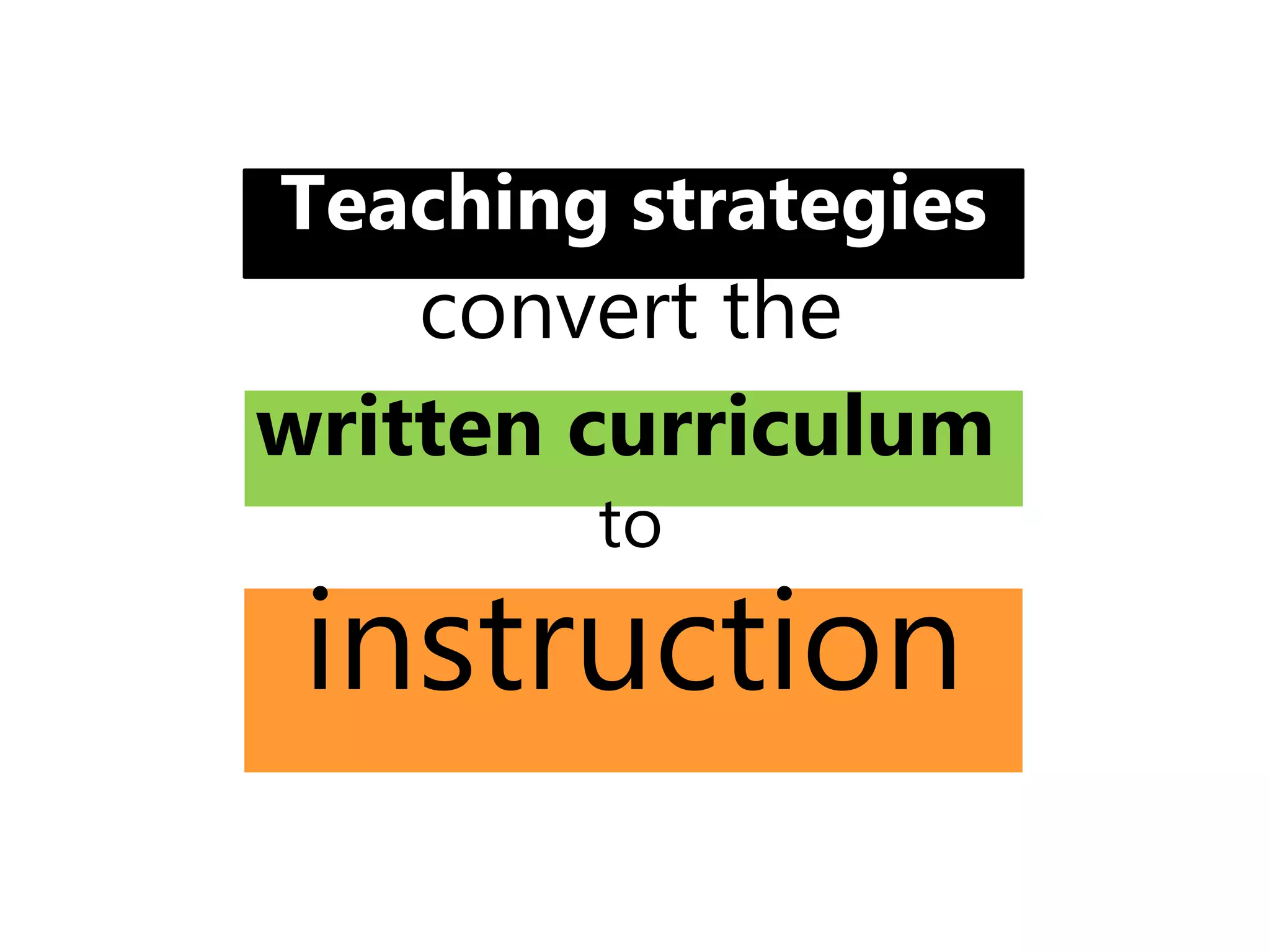 instruction
written curriculum
Teaching strategies
convert the
to
 