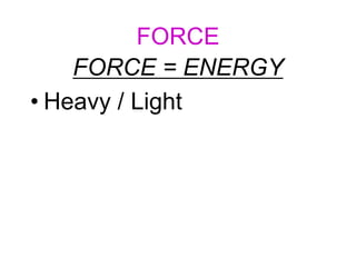FORCE
FORCE = ENERGY
• Heavy / Light
 
