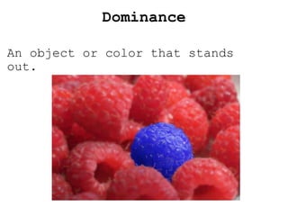 Dominance An object or color that stands out. 