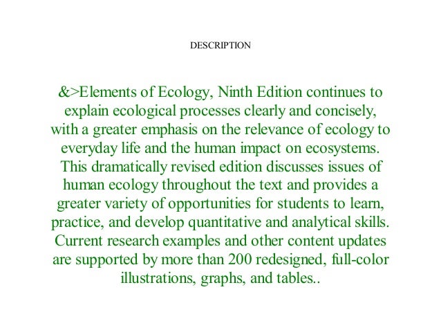 Elements Of Ecology 9th Edition Pdf