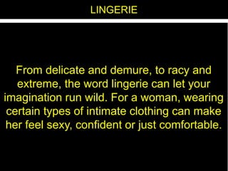 Elements of fashion lingerie