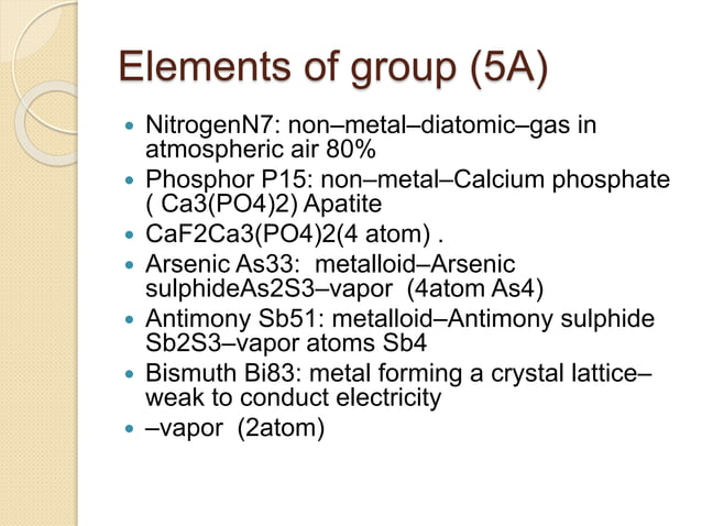 5a Shell Sample Elements of group (5A).pptx | Chemistry | Science