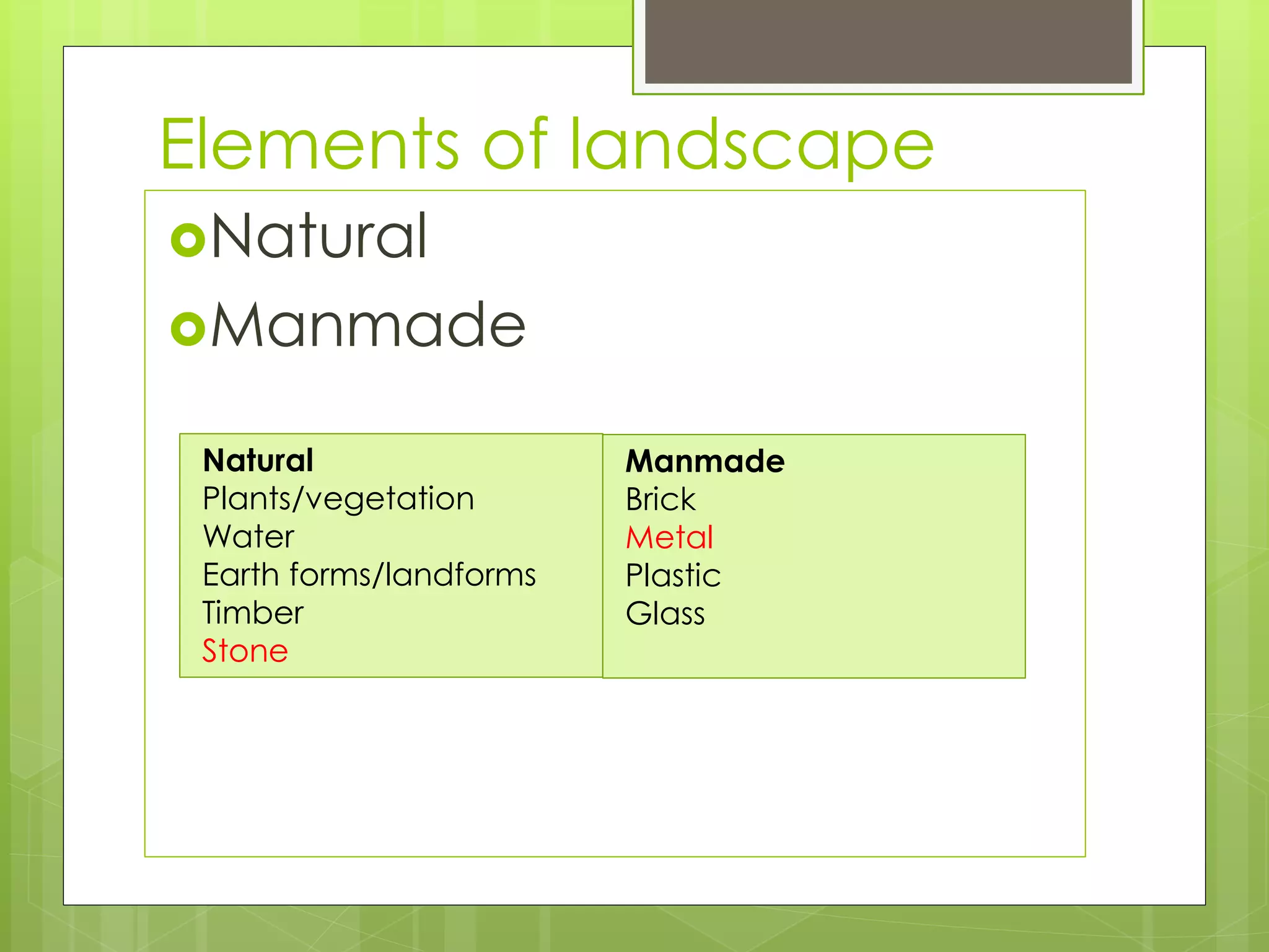 Elements Of Landscape Pptx Elements Of Landscape Pptx