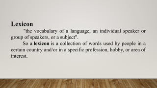 Comprehensive Overview of Language Elements: Phonology, Lexicon, and ...