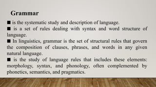 Comprehensive Overview of Language Elements: Phonology, Lexicon, and ...