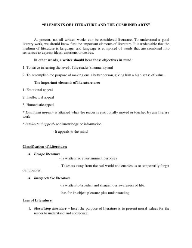 Elementsofliteratureandthecombinedarts 140817080416 Phpapp02 1