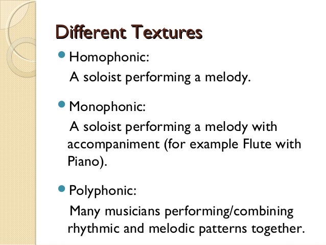 Texture Music Definition / Elements Of Arts : Texture in music refers to the number of concurrent voices or parts in a composition, and how they.
