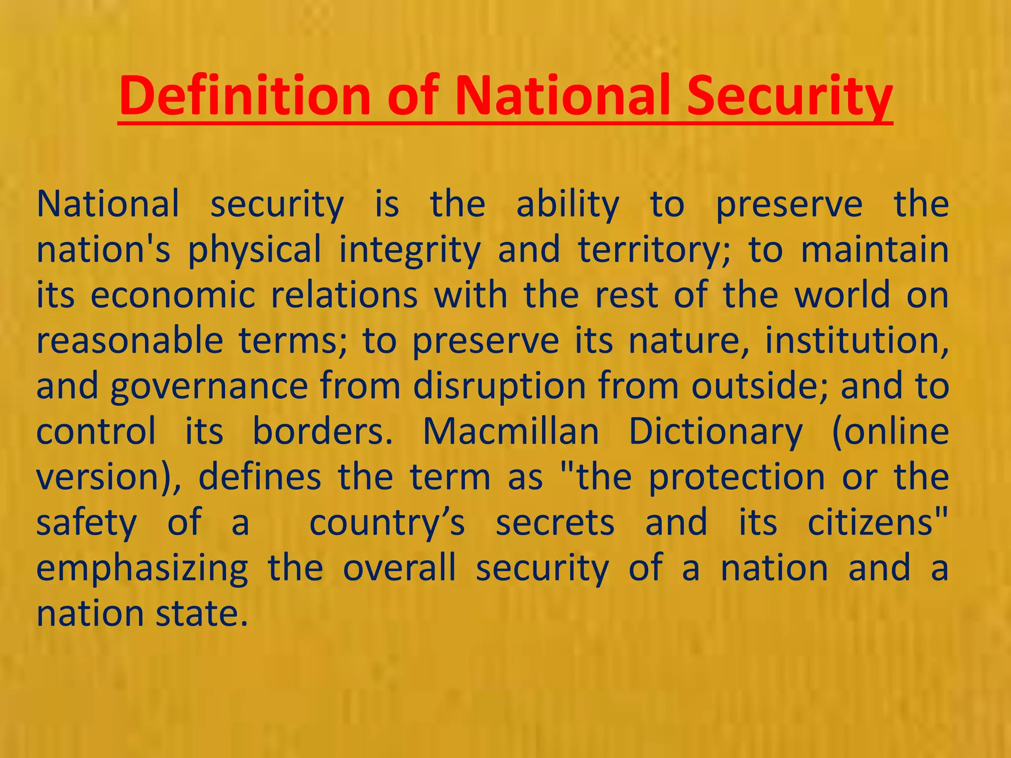 Elements of national security by Abid Hussain PPT