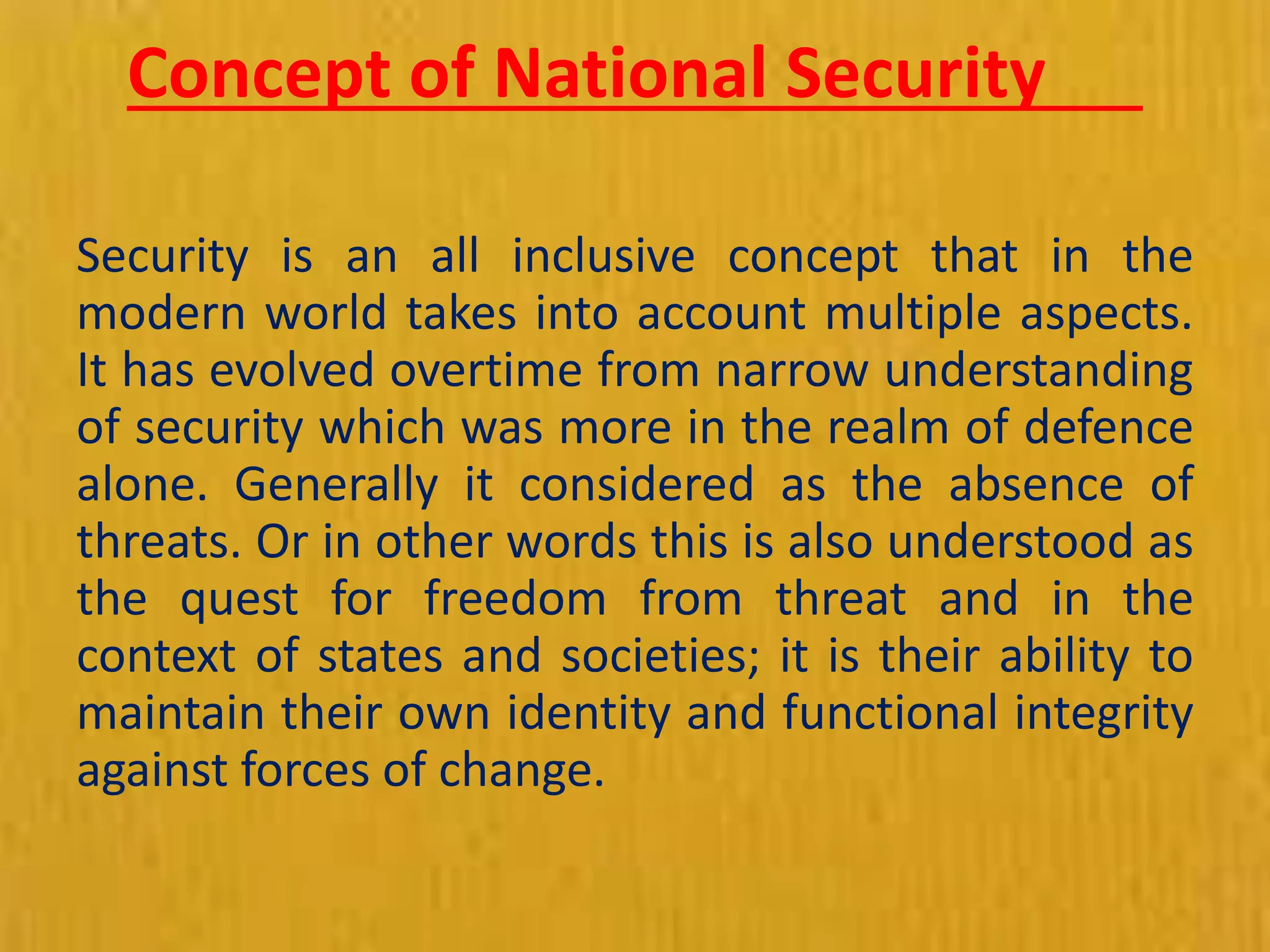 Elements of national security by Abid Hussain PPT