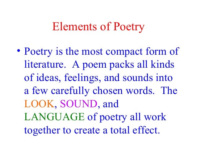 elements of poetry poetic elements
