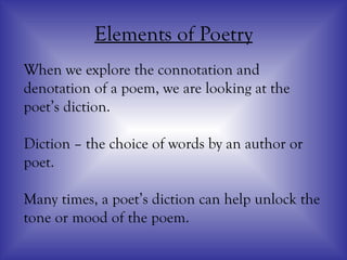 Commotation Poem elements of poetry power point presentation | PPT