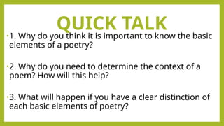 Elements of Poetry - lesson 1.pptx- grade 7 | PPTX