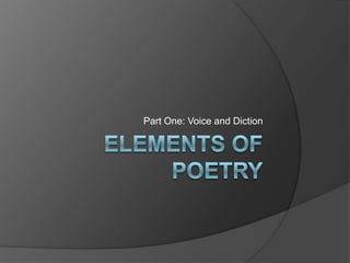 Elements of Poetry Part One: Voiceand Diction 