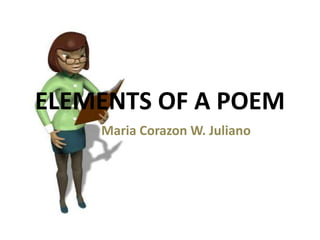 ELEMENTS OF A POEM
Maria Corazon W. Juliano
 