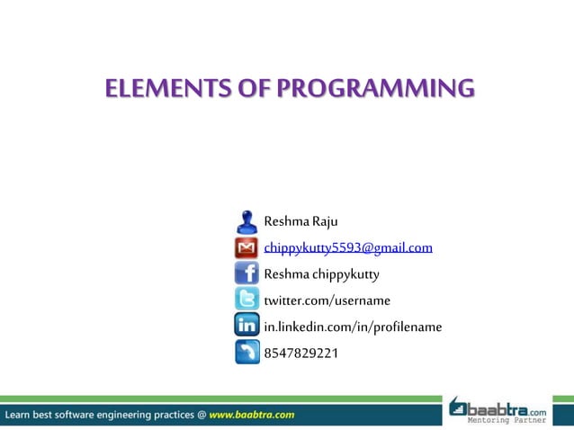 Elements of programming | PPTX