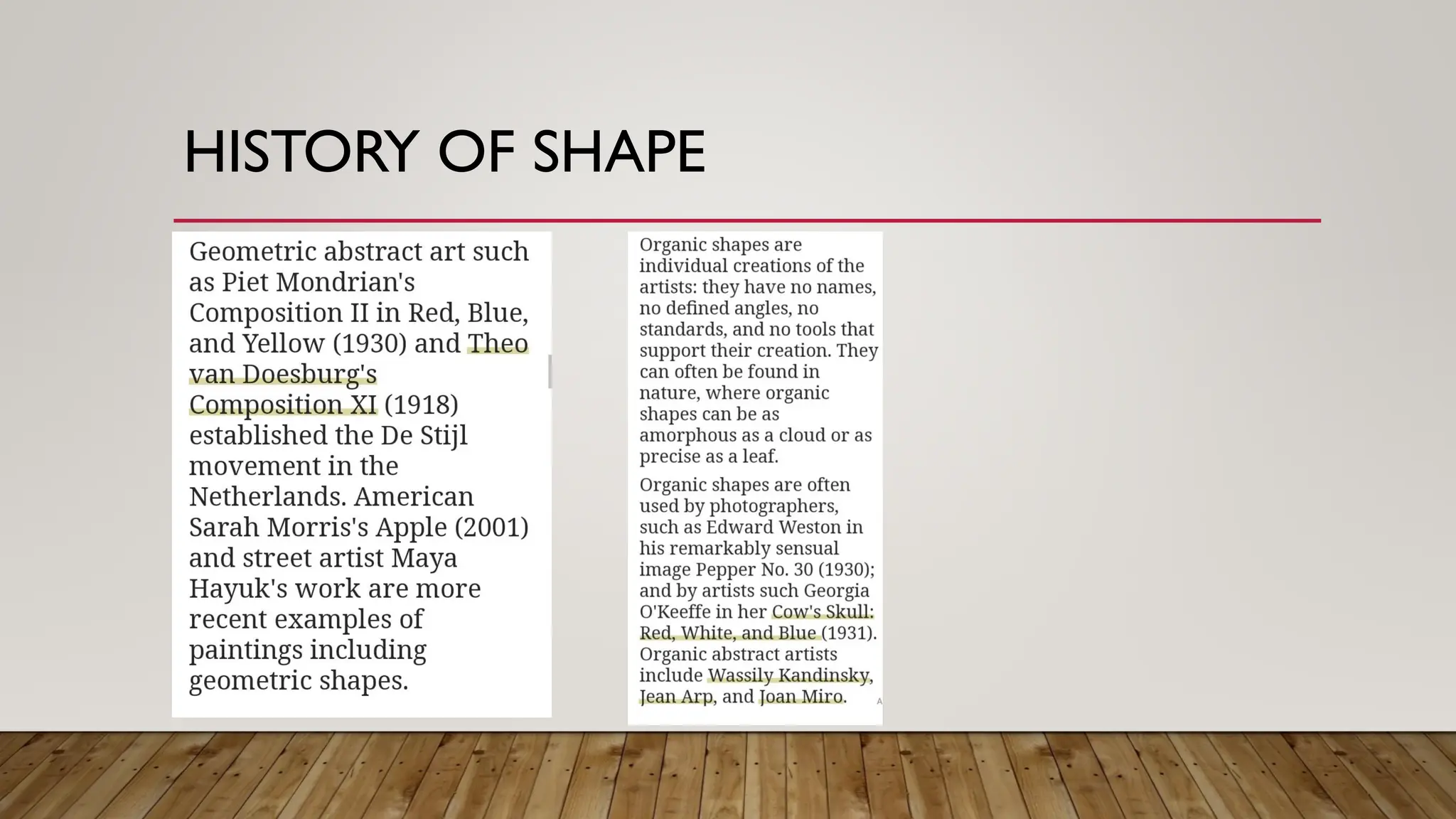 HISTORY OF SHAPE
 