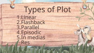 Types of Plot
1.Linear
2.Flashback
3.Parallel
4.Episodic
5.In medias
Res
 