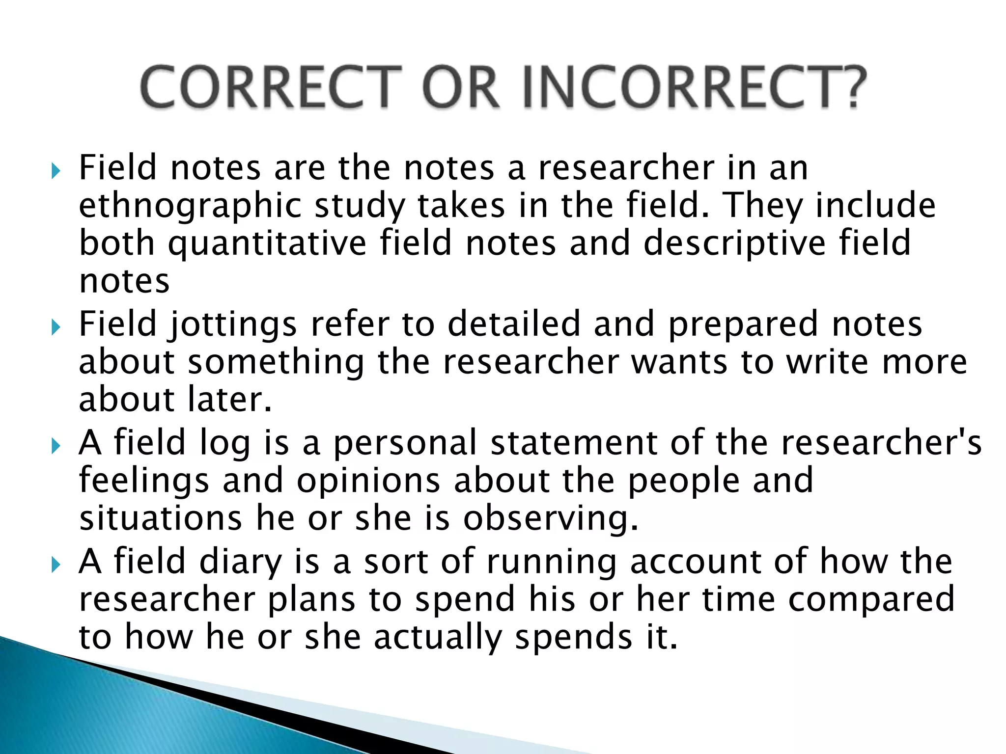 Elements of the ethnographic observation | PPTX