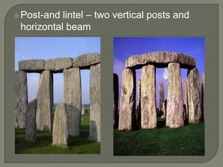 lintel – two vertical posts and
horizontal beam

 Post-and

 
