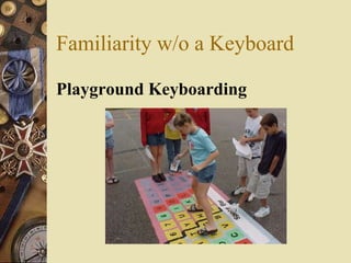 Familiarity w/o a Keyboard

Playground Keyboarding
 