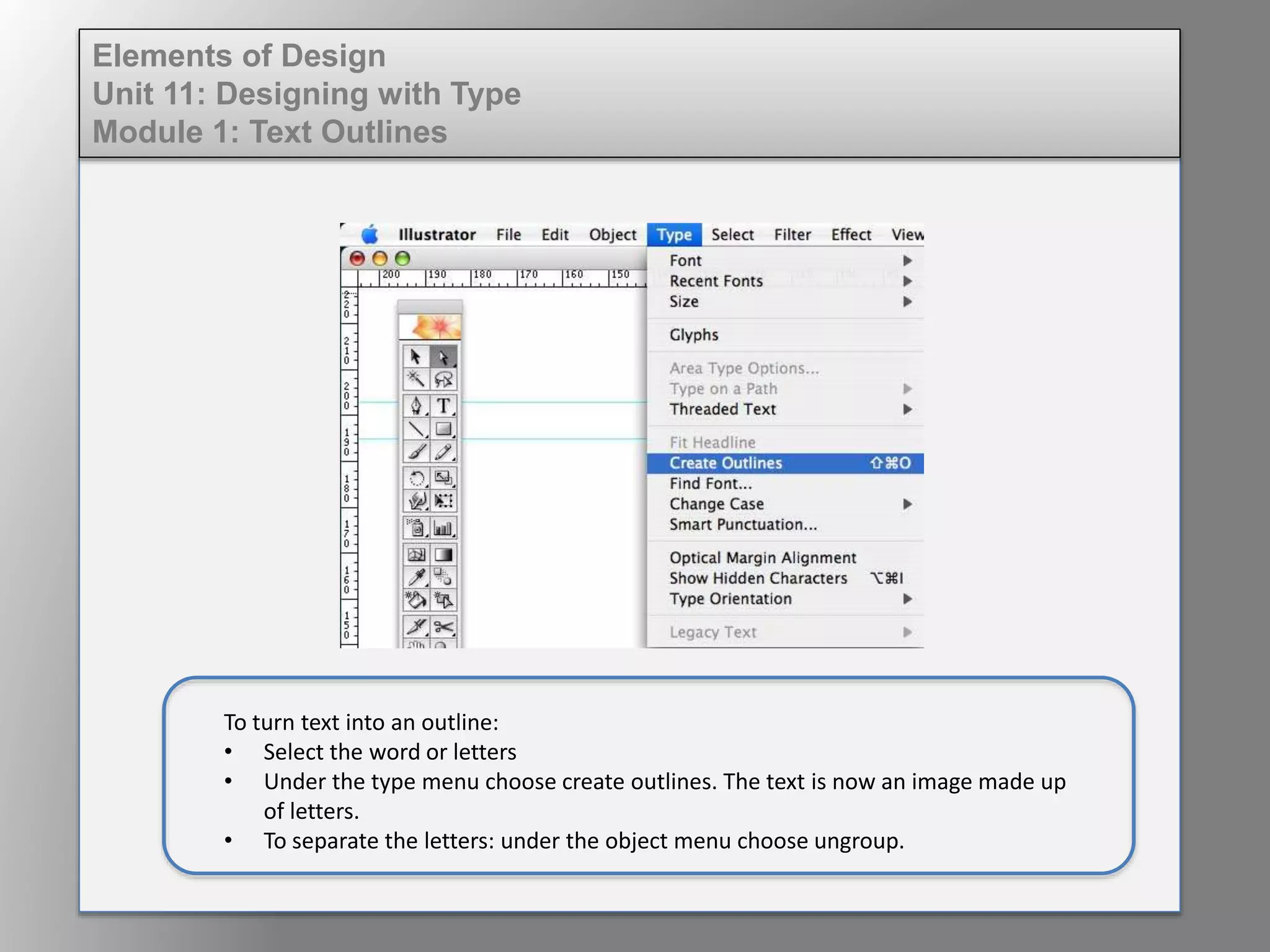 Elem of design unit 11 module 1 text outlines | PPTX