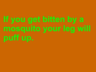 If you get bitten by a mosquito your leg will puff up. 