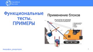 Функциональные
тесты.
ПРИМЕРЫ
#марафон_рекрутеров
 