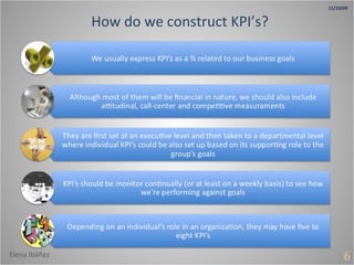 How do we construct KPI’s? 6 11/10/09 Elena Ibáñez 