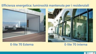 Efficienza energetica: luminosità mantenuta per i residenziali
E-lite 70 Esterna E-lite 70 interna
 