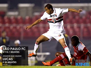 #1 SÃO PAULO FC
€ 115.1 MILHÕES
JOGADOR MAIS VALIOSO

LUCAS
€ 35 MILHÕES
(FOTO: EFE)
 
