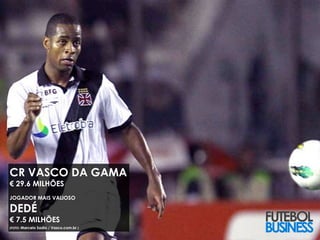 #10 CR VASCO DA GAMA
€ 29.6 MILHÕES
JOGADOR MAIS VALIOSO

DEDÉ
€ 7.5 MILHÕES
(FOTO: Marcelo Sadio / Vasco.com.br )
 