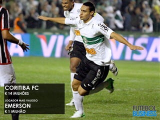 #14 CORITIBA FC
€ 14 MILHÕES
JOGADOR MAIS VALIOSO

EMERSON
€ 1 MILHÃO
 