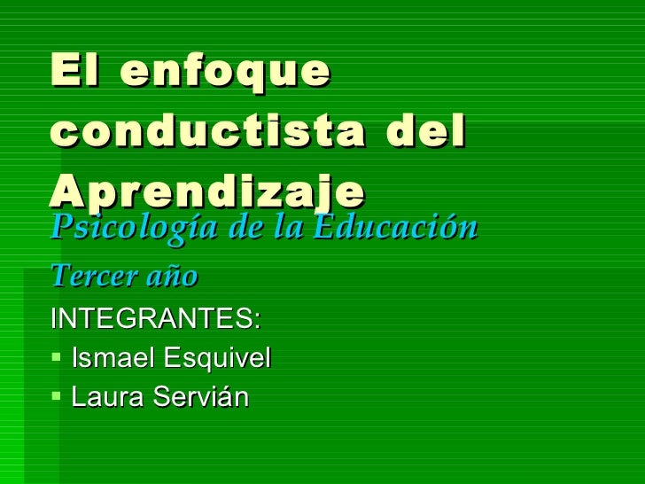 El Enfoque Conductista Del Aprendizaje