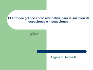 El enfoque gráfico como alternativa para la solución de
ecuaciones e inecuaciones
Angela E. Torres R.
( )
3
9
log 3x
≤
−
 
