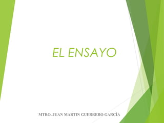 EL ENSAYO
MTRO. JUAN MARTIN GUERRERO GARCÍA
 