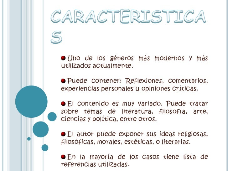 El ensayo y sus caracteristicas