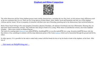 Elephant And Rhino Comparison | PPT