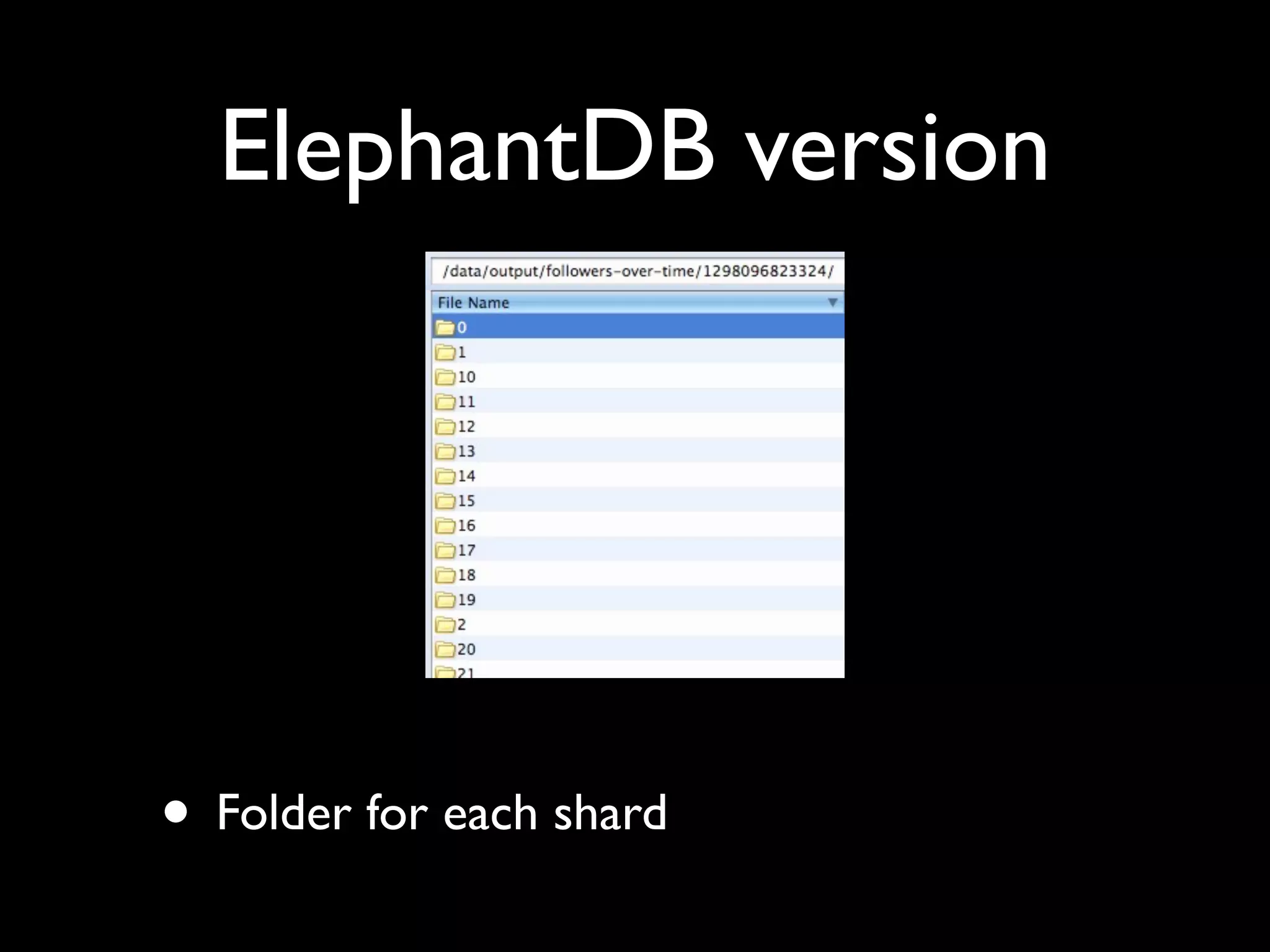 ElephantDB version




• Folder for each shard
 