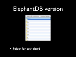 ElephantDB version




• Folder for each shard
 