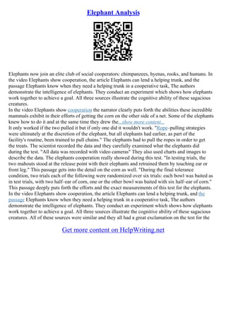 Elephant Essay | PDF