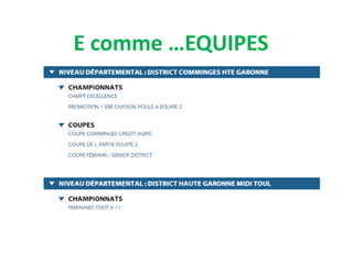 E comme …EQUIPES
3 équipes ….
 