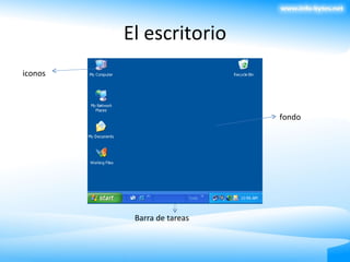 El escritorio iconos fondo Barra de tareas 