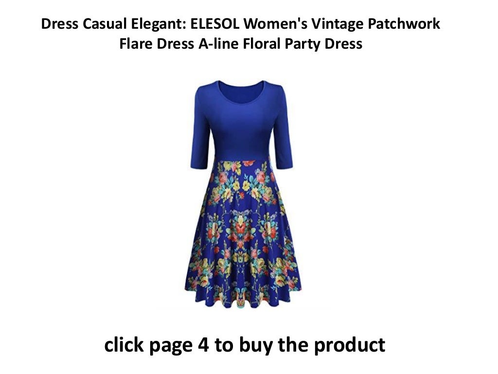 how to dress elegantly casual ELESOL Women's Vintage Patchwork Flare ...