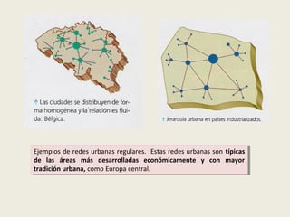 Ejemplos de redes urbanas regulares. Estas redes urbanas son típicas
de las áreas más desarrolladas económicamente y con mayor
tradición urbana, como Europa central.
Ejemplos de redes urbanas regulares. Estas redes urbanas son típicas
de las áreas más desarrolladas económicamente y con mayor
tradición urbana, como Europa central.
 