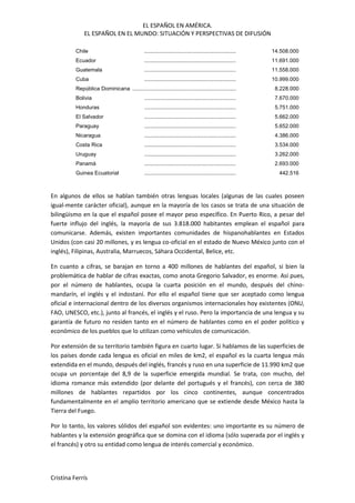El español de América. El español en el mundo. | PDF