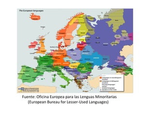 Fuente: Oficina Europea para las Lenguas Minoritarias
(European Bureau for Lesser-Used Languages)
 