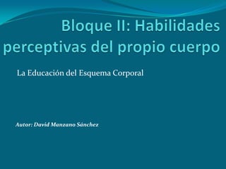 La Educación del Esquema Corporal




Autor: David Manzano Sánchez
 